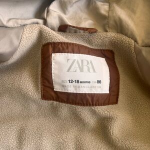 Zara Cream and Brown Sherpa Jacket